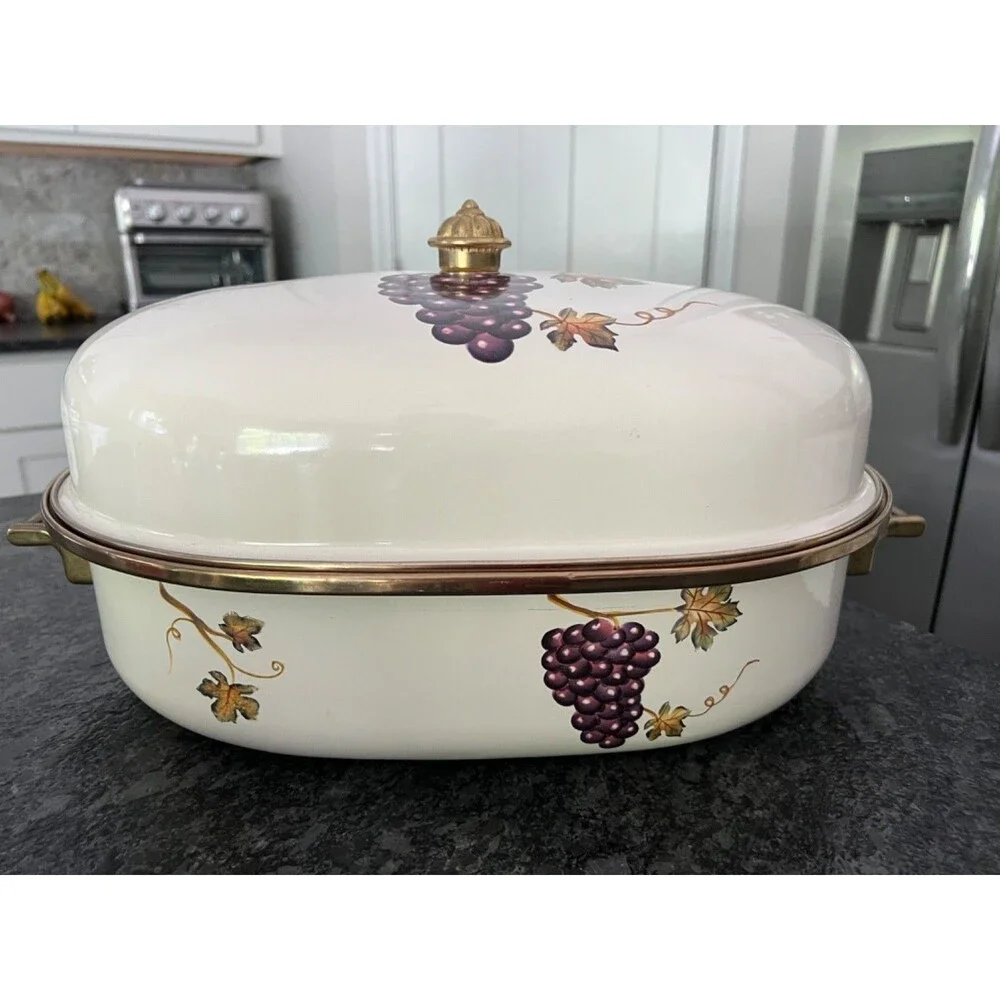 Villa Grande Porcelain Enamel 8 Quart Covered Casserole Dish
